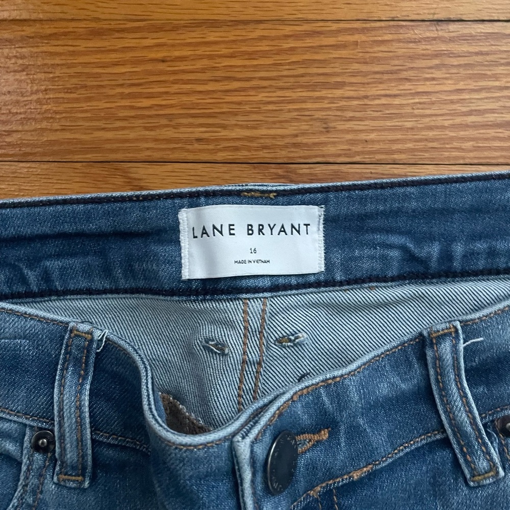 Lane Bryant Flare Distressed Blue Jeans - Picture 2 of 4